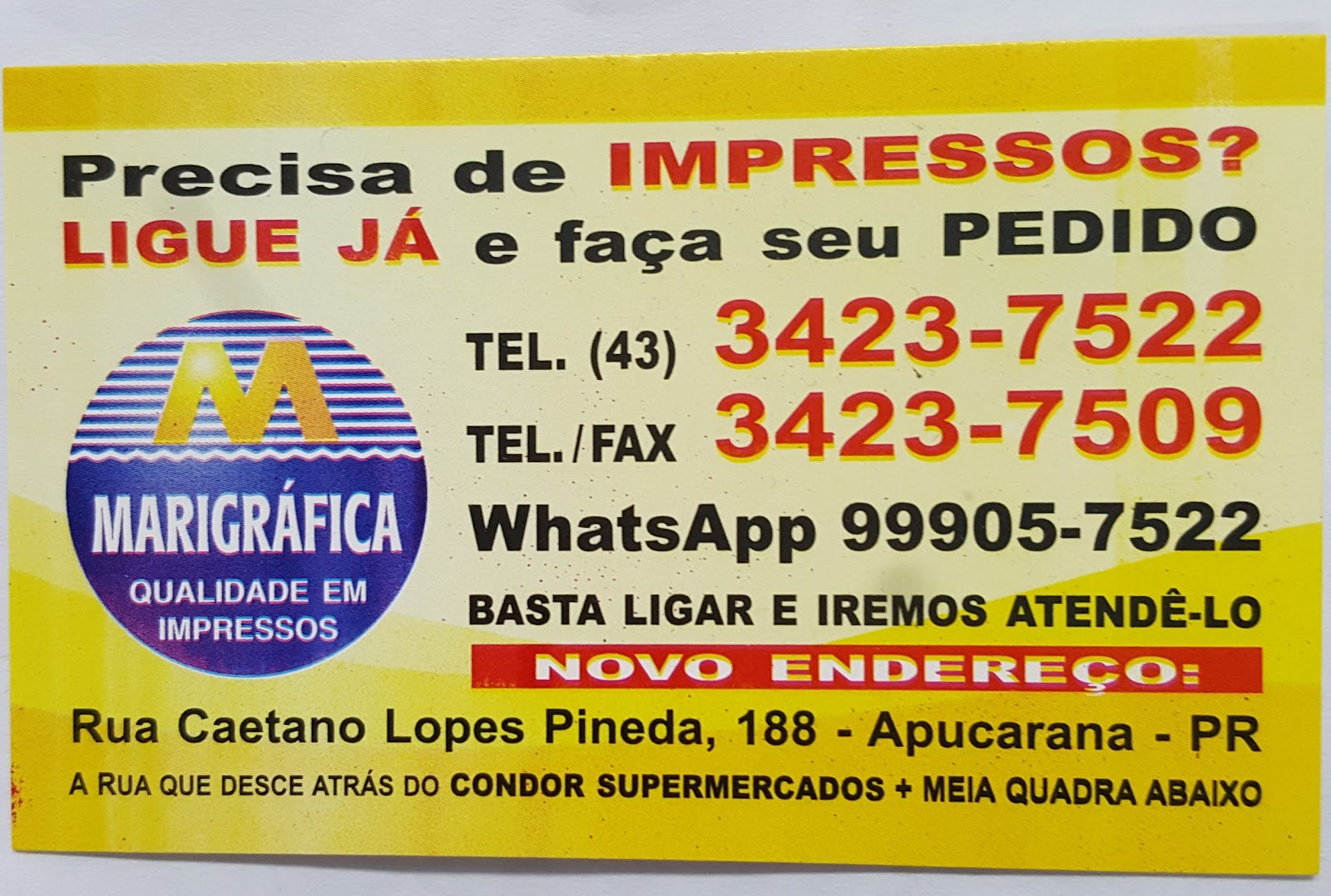 Material de contato da Margráfica